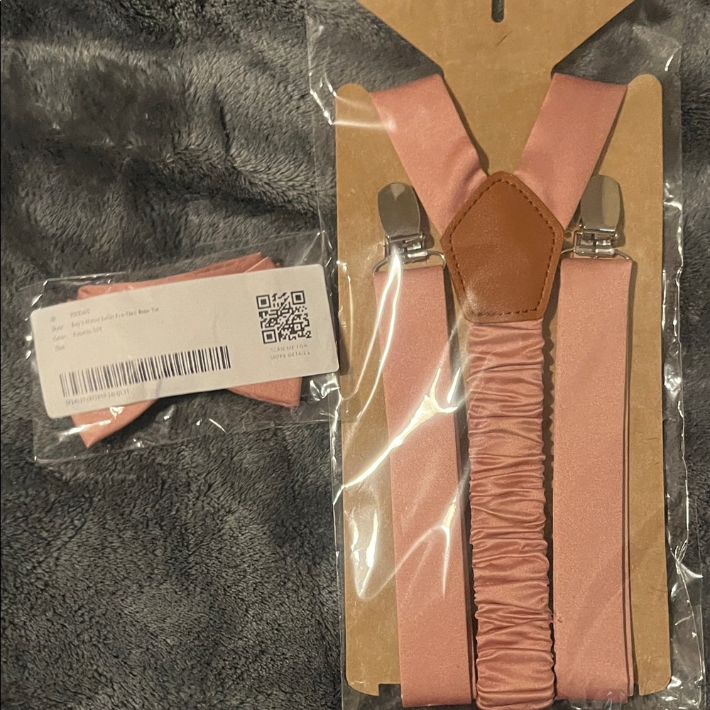 Azazie Pink Kids Suspenders and Bow Tie Set